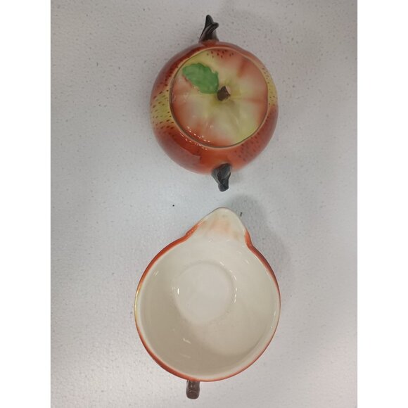 Vintage Maruhon Ware Ceramic Apple Teapot Shaped Cup Sugar Bowl Set Hand Painted - Picture 6 of 9